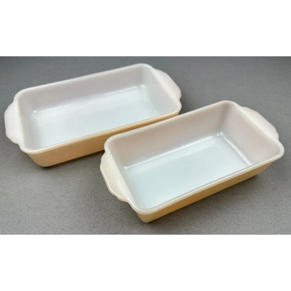2 Vintage‎ Fire King #410 Peach Lustre 1-1/2 Quart  & #409 1 QT Casserole Pans